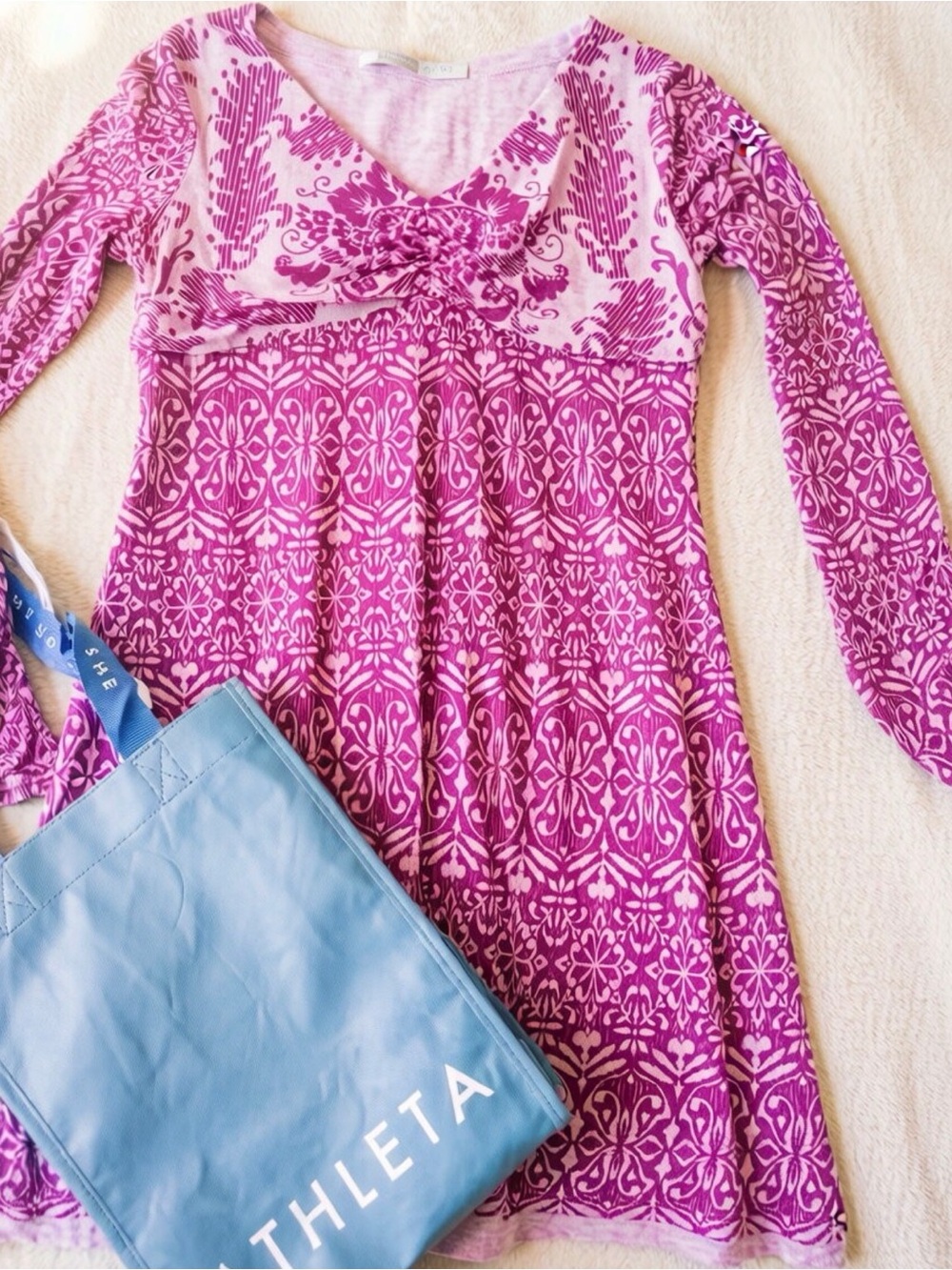 Athleta Hot Dress in Paisley Purple and Athleta Reusable Bag